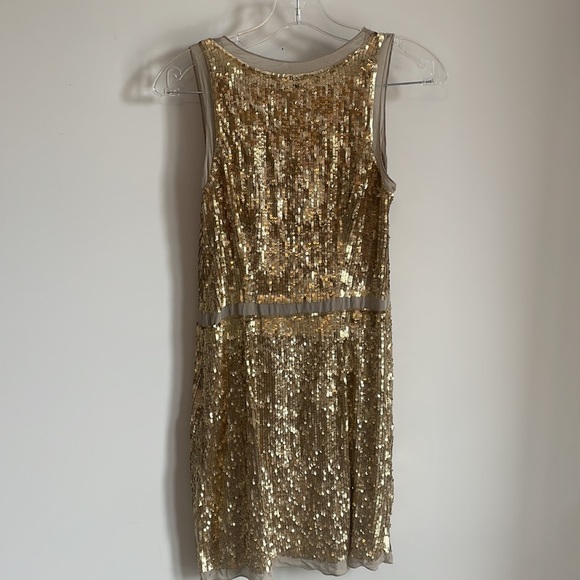 Gold Silk and sequin dress CLUB MONACO - Picture 4 of 4